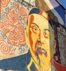 Мурал стене на жилого дома в городе Зайсан (Восточно-Казахстанская область, Казахстан)